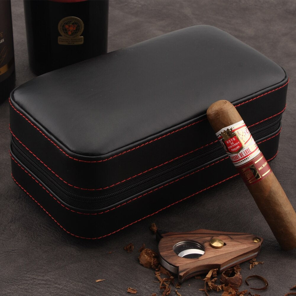 Travel Leather Cigar Humidor Case