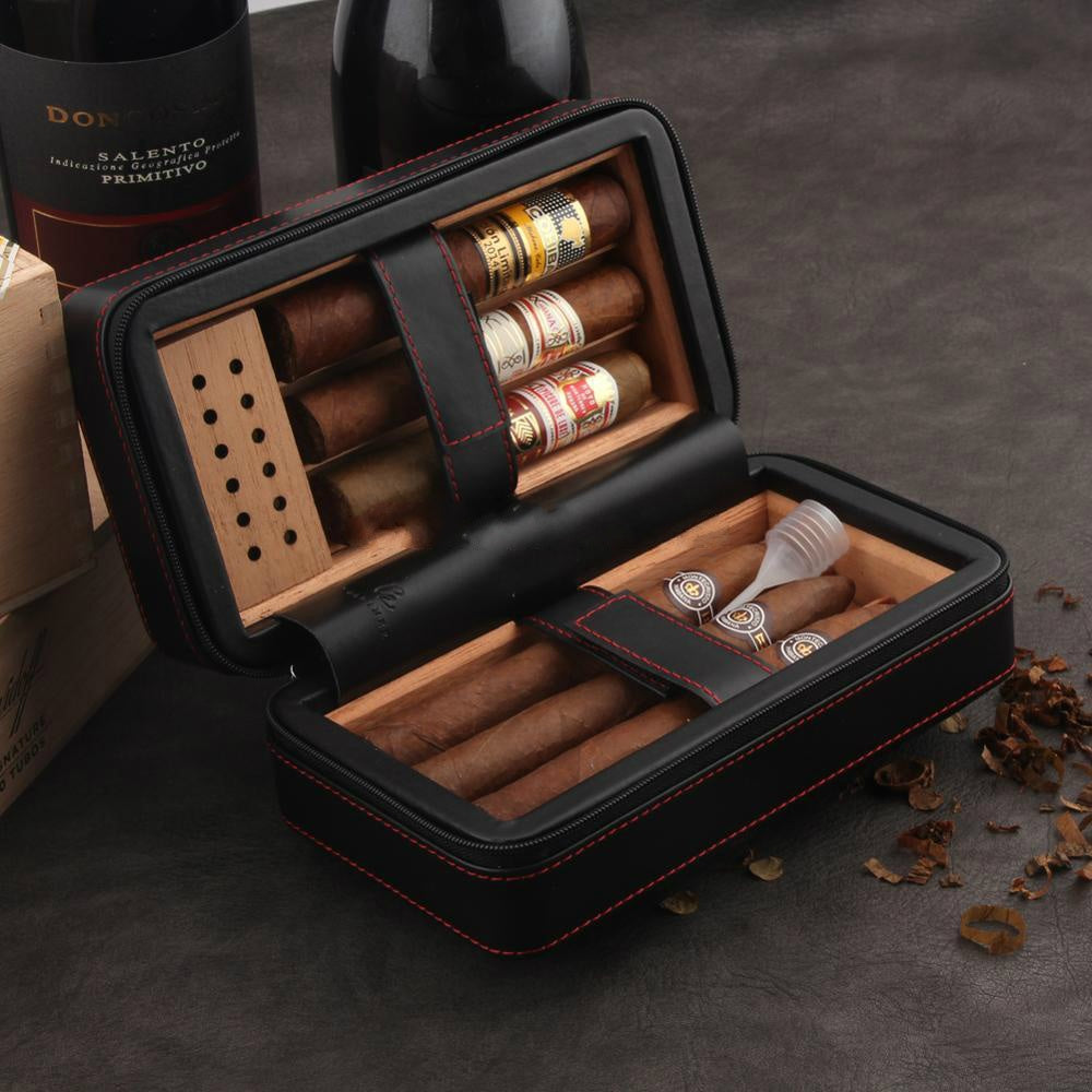 Travel Leather Cigar Humidor Case